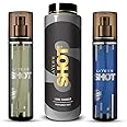 Layer'r Shot Fragrant Body Spray for Men- Pack of 3 | Power Play (135ml), Deep Desire(135 ml) & Perfumed Talc (100g) | Long-Lasting & Skin-Friendly Premium Fragrance | Perfect For All Occasions | Ideal Gift For Men