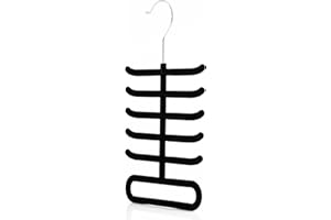 Hangerworld Single Black Flocked Tie Rack & Belt Organiser Non-Slip Coat Clothes Accessory Hanger, Metal