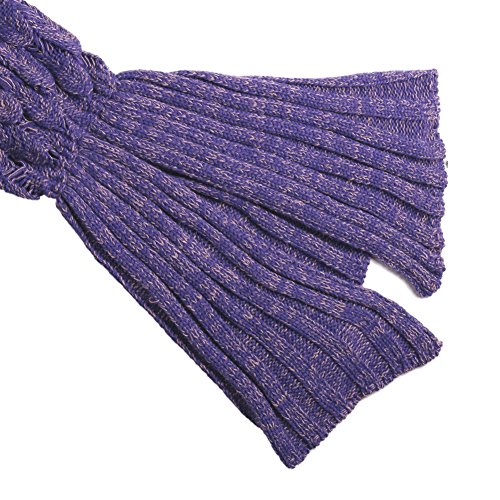 Aiqi Schlafsack / Decke in Meerjungfrau-Flossenform, warm und weich, Häkel-Handarbeit, zum Kuscheln, Fleece, ideale Geschenkidee, für Familienmitglieder oder Freunde, violett, M - 7