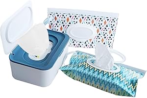 HFHUNGKEONG Feuchttücher Box mit 2 Stück Reisen Wieder Auffüllbar Feuchttücher Tasche,Wiederverwendbar Feuchttücherbox Wischtuchhalter Badezimmer Toilettenpapier Box für Bürotheke Geschenke zur Babyparty