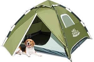 ‎DEERFAMY DEERFAMY Camping Zelt, 3-4 Person Easy Camping Zelt Wasserdicht Winddicht Doppellagig Abnehmbar Automatisch Aufbauen Schnell Instant Zelt Camp Familienzelt für Outdoor Hinterhof für Anfänger