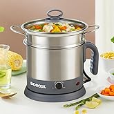 Borosil 1.3L Quick Made in India Electric Steel Kettle with Steamer | Temperature Control Knob, Overheat Protection | For Boiling & Steaming Vegetable