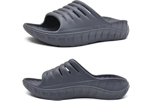 KuaiLu Mens Recovery Sandals With Comfortable Plantar Fasciitis Arch Support, Orthotic Open Toe Sport Slides Thick Cushion Reduces Stress on Feet, Joints & Back Post-Exercise