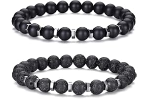 RANKEEF ensemble de Bracelets de perles pour hommes 8MM oeil de tigre pierre de lave extensible pierre naturelle Bracelet de perles pour hommes Bracelet pour hommes