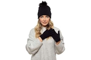 Thingimijigs Ladies Pom Pom Hat and Touch Screen Gloves Set