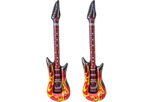 COUDUAN 2 pcs Aufblasbare Gitarre Flame Inflatable Guitar,Inflatables Rock Guitars Props,Kids Party Punk Rockstar Props,Karaoke Decorations