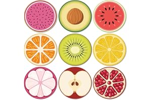 ANATTASOUL 9 Pezzi di Pattern Fette Di Frutta Sottobicchieri Legno, Sottobicchieri per Bevande,Coaster per Tavolino del Caffè, Decorazione per Cucina e Sala da Pranzo