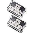 VonSom 4 Way Power Distribution Block, 1x 0/2/4 AWG Gauge in / 4X 4/8/10 Gauge Out Amp Power Distribution Ground Distributor Connecting Block for Car Amplifier Audio Splitter 2 Pack