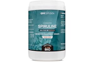 GPH DIFFUSION Spiruline Bio AB 500 mg -1200 comprimés - Riche en Protéines, Phycocyanine, Chlorophylle, Caroténoïde et Fer - GPH Entreprise Française