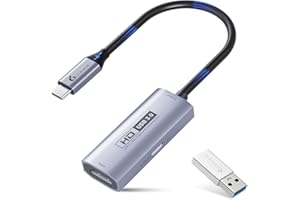 Guermok USB 3.0 Video Capture Card mit 100W PD, 1080P@60FPS HDMI-zu-USB-A/C Capture-Karte mit Typ-C-Adapter, Streaming-Gerät für Oculus/Quest 3 / iPad/MacOS/Switch / PS4 & PS5, Silber