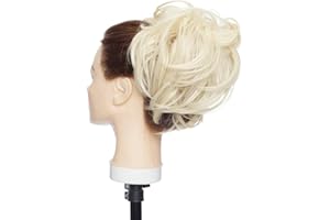 S-NOILITE XXL Hair Extensions Ponytail Coda di cavallo arricciata con coda di cavallo disordinata Updo con elastico elastico Updo Scrunchies sintetico per capelli per donna Bleach Blonde