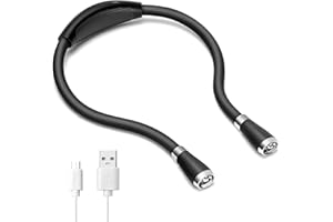 SingHong Neck Book Light LED Reading Lamp USB Rechargeable, Hands Free, 4 LED Bulbs, 4 Adjustable Brightness, for Reading in Bed or Reading in Car Lamp (Black)