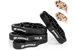 PORTHOLIC Juego de 4 Fortalecedores de Mano con Bandas de Resistencia, Estirador de Dedos para Ejercicios de Antebrazo y Artritis