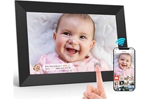 TEKXDD Cadre Photo Numérique WiFi 10.1 Pouces IPS Écran Tactile Smart Cloud Connecté avec 16Go Espace, Partagez des Photos Vi