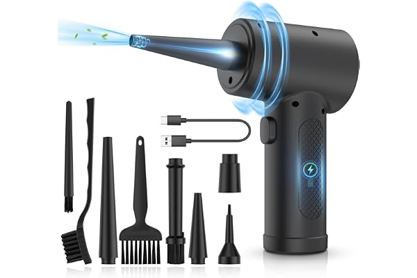 Souffleur Air Comprimé, Souffleur PC, Dépoussiérants Puissants électrique, Air Comprimé Duster,Plumeau à air électrique pour PC Duster avec Lumière LED pour Nettoyage PC, Maison