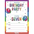 7th Birthday Party Invitations with Envelopes (15 Count) - 7 Year Old Kids Birthday Invitations for Boys or Girls - Rainbow
