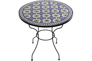 albena Marokko Galerie 15-180 Iras Marokkanischer Mosaiktisch ø 80cm rund (Iras blau/beige)