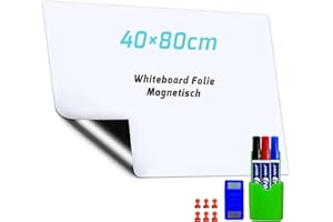 SAMNISOO Whiteboard Magnetic Film, Magnetic Film, White Wipe-Clean, Magnetic Board, Self-Adhesive, Environmentally Friendly PET Material, Magnetic Adsorption, for School/Office/Home (Centimetre, 40 x