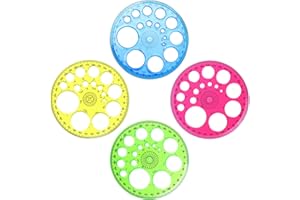 JKJF Plantilla de regla redonda de plástico para transportador circular de 360 grados, con 16 círculos para la escuela, oficina, hogar, 4 unidades, 4 colores