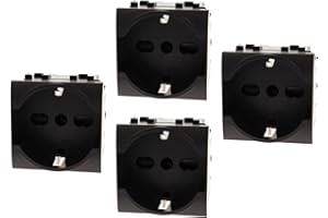 ZOREI Presa Schuko 2P+T 16A, Compatibile Con Bticino Living Light (4 Pezzi, Nero)