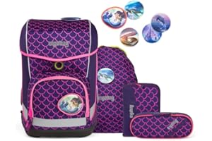 ergobag Cube Light-Set per la Scuola Zaino, Pearl Divebear (Multicolore), Taglia Unica Unisex-Bambini e Ragazzi