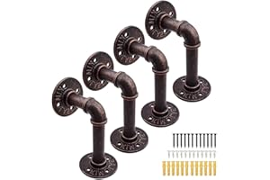 YAUNGEL Support Etagere Industrielle, 4PCS Equerre Etagere Murale, Equerre Metal 15 x 8cm Supports d'étagère Industriels avec vis Assorties pour Deco Murale Style Vintage (Bronze Rouge)