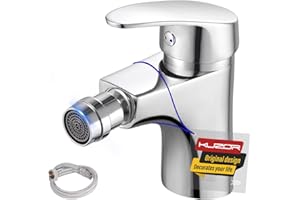KUZOR Single Lever Bidet Mixer Tap Chrome Brass Modern Bidets for Bathroom Lavatory Washroom RV with G1/2 UK Standard Water Hoses Quick Installation
