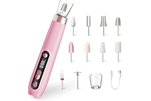 ENGERWALL Set Professionale Fresa per Unghie per Manicure e Pedicure, Lima per Unghie Elettrica Portatile Senza Fili, 10 Velocità per Levigare, Rifinire e Lucidare, Rosa