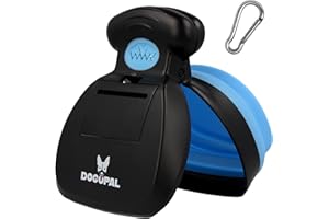 DOGOPAL Pooper Scooper – Portable Dog Poop Scoop for Small, Medium and Large Dogs – Poop Scoop with Bag Attachment - Dog Poop Bags and Leash Clip Included (Medium, Blue)