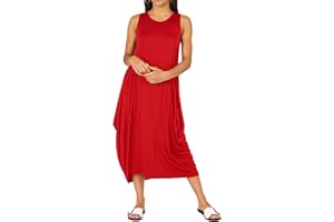 Re Tech UK - Womens Sleeveless Baggy Loose Racer Dress - Lagenlook Tulip Round Neck - Maxi Dresses for Women UK, Ladies Summer Dresses, Beach Holiday Clothes, Plus Size Dress for Women