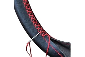 Vintree Coprivolante in Pelle Universale Microfibra da Cucire per Volante dell Auto Traspirante e Antiscivolo 38 cm Coprivolanti Fai da Te in Pelle Morbida Microfibra (Nero)