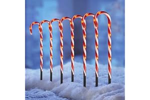 Vanthylit Outdoor Christmas Decoration 8PK Candy Cane Lights with 64 LEDs Pathway Christmas Markers with 8 Modes Plug in for Yard Garden Lawn (44cm)