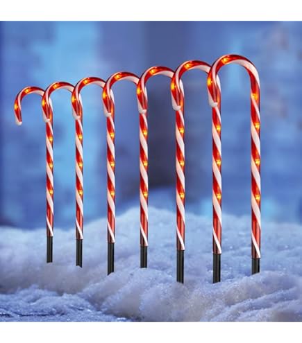 Garden Mile Weihnachtslichter – 4x Zuckerstangen-Stäbe, 62 Cm, LED – Outdoor-Deko