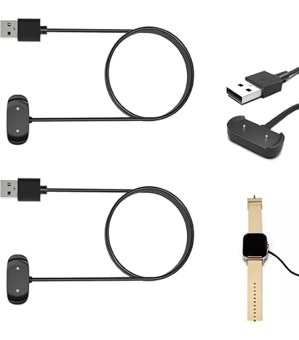 Chargeur 2 Câbles Compatibles Amazfit GTR 4/3, GTS 4/3, Bip 6 - USB Et Type-C 1m - Remplacement Original
