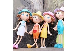 Purple Star 4PCS/Pack Mini Figures Miniature Girl Figure for Fairy Garden Accessories Cupcake Topper Decoration Cake Decoration Little Girls for Terrarium Colourful
