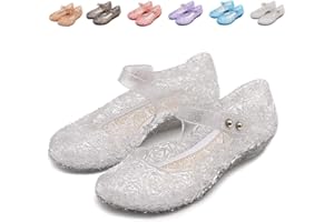 Jiaduowang Frozen Inspired Elsa Flats Mary Jane Dance Party Cosplay Shoes, Snow Queen Princess Birthday Sandals for Little Girls