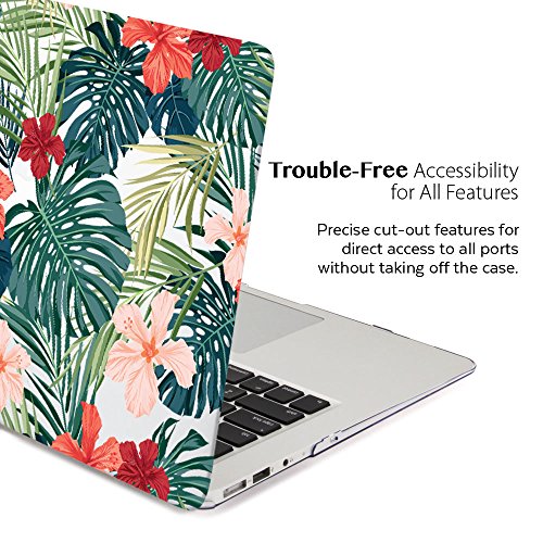 MacBook Air 13 Hülle, GMYLE Hard Case Print Glossy für MacBook Air 13 (Modell: A1369/ A1466) – tropischen Pflanzen (rot Hibiskus) Durch gummierte Hard Shell Fall-Abdeckung Hülle Case Etui Tasche - 3