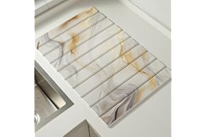 NEWLIKY Alfombrilla de bano de diatomeas alfombrilla de bano pequena 30x40cm Antimoho Absorbente Antideslizante Secado rápido diatomeas tapete baño Plegable para bañera Inodoro cocina Mármol Mármol Blanco