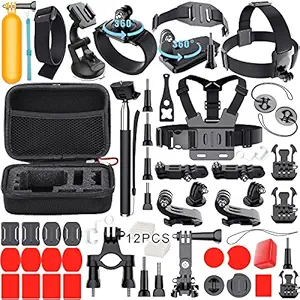 Action Pro Accessories Kit Compatible with GoPro Hero 9 8 7 6 5, SJCAM, YI Accessory Bundle Set for Action Camera