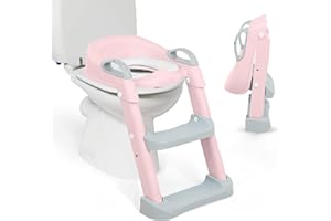 KIKKA BOO KikkaBoo Riduttore WC bambini con scaletta LEA, Educatore da toilette, Pieghevole e regolabile, Design anatomico, Imbottitura morbida rimovibile, Maniglie, Antiscivolo, 18+ mesi, Rosa