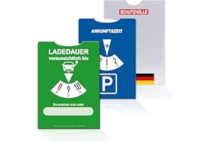SIEESER Parkscheibe in Blau [StVO-konform] + Grün Ladescheibe inkl. gratis Schutzhülle - Made in Germany (1 Stück)