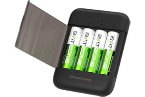 BATZONE Lithium Batterie AA, Batterien AA Wiederaufladbar 4-Pack, 2500mWh AA akkus Wiederaufladbar mit Integrierter Charing Aufbewahrungsbox(Kein Ladekabel)