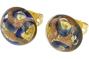 GlassOfVenice Donne Button Orecchini - Oro e Blu Blu/Oro