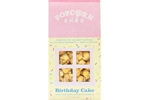 Popcorn Shed Birthday Cake Gourmet Popcorn (1 x 80g) - Vanilla Caramel Gourmet Popcorn with White Chocolate & Sprinkles, Easy & Low Calorie Snack, Perfect for Parties, Movie Nights & Gifting