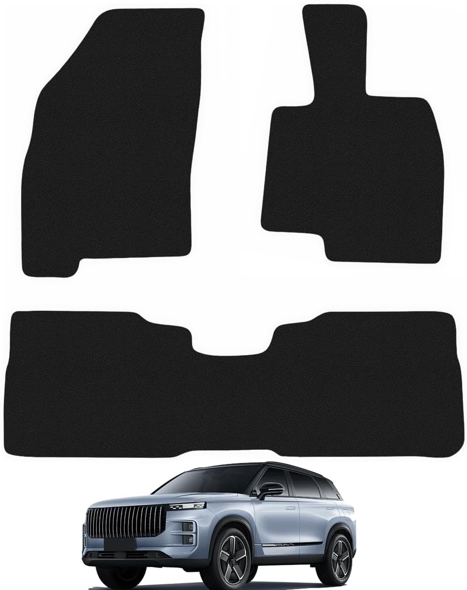 Carsio Tailored Carpet Car Mats for Jaecoo 7 [Plug-In-Hybrid Models] 2024+ (3 Piece Set) Custom Fit Floor Mats, Anti-Slip Backing (Black Trim)