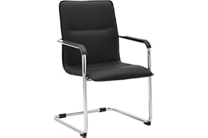 CLP Chaise ŕ Bascule avec accoudoirs Seattle, Chaise de Salle ŕ Manger Moderne avec revętement en Similicuir, Cadre en Chrome, Couleur:Noir