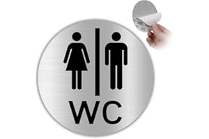 LEIASA | Segnale Adesivo WC Donna & Uomo - Spessore 0,8 mm - Diametro Ø 100 mm - Alluminio Segnalazione Bagni - Segnale Servizi - Segno Bagno - Cartello Adesivo (WC uomo donna)