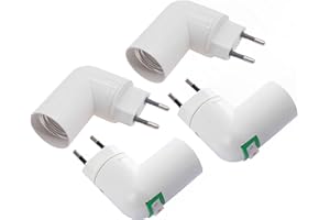 KARELLS Spina europea con interruttore, portalampada E27 regolabile a 360°, adattatore per lampadina, lampada da cucina, lampada da parete, 4 pezzi