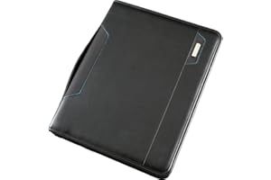 Alassio 30115 Salerno - Carpeta organizadora (tamaño DIN A4, Piel sintética, 36,5 x 30 x 7,5 cm, con Compartimento Acolchado para Tablet), Color Negro