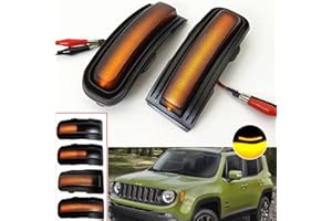 Car Passion Indicatore di direzione Freccia Specchietto laterale LED Compatibile con Luce Dinamico Progressivo Fumè Nero Side Marker Dynamic (Per Renegade)